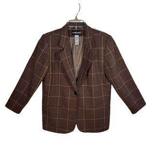 Vintage Sag Harbor Petite Plaid Wool Blend Blazer-Size 8P